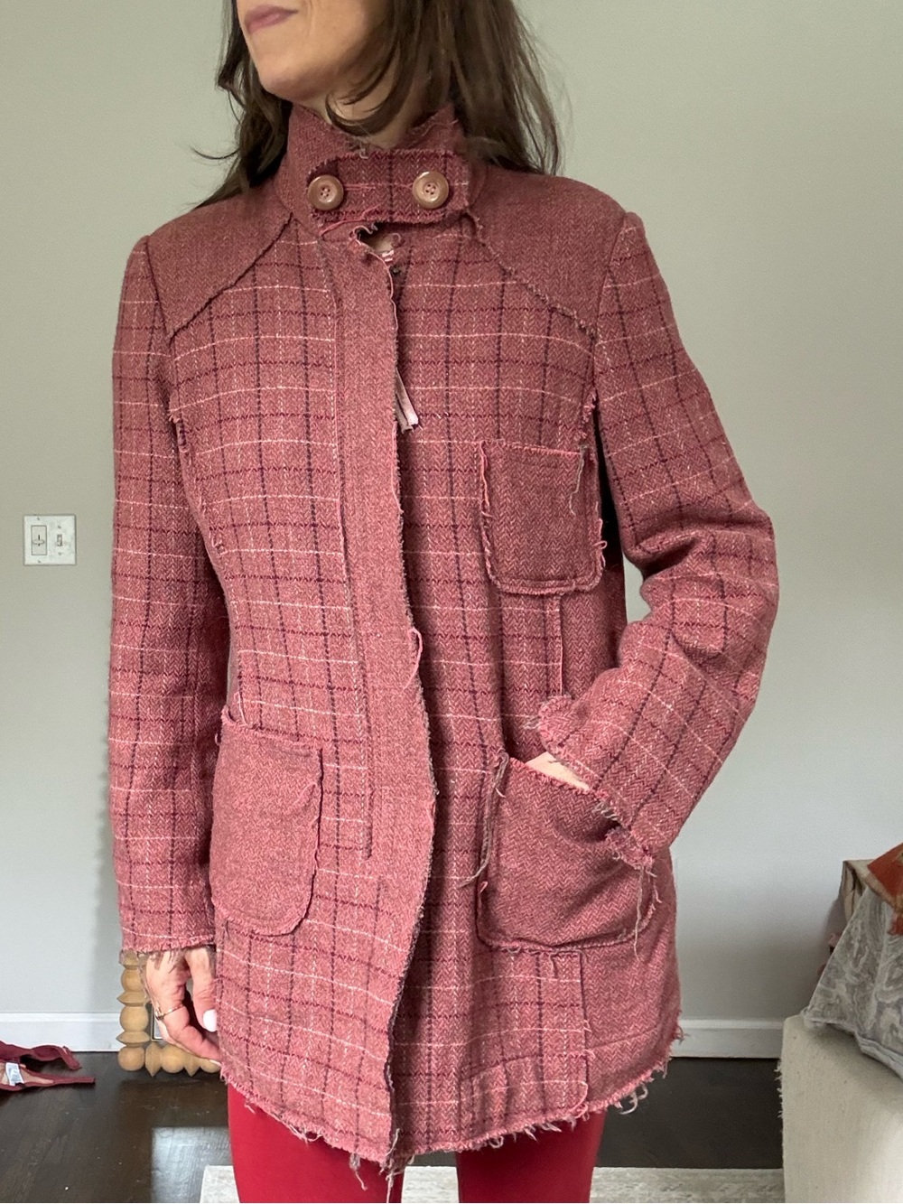 Buckle BKE Outerwear Raw Edge Distressed Wool Coat